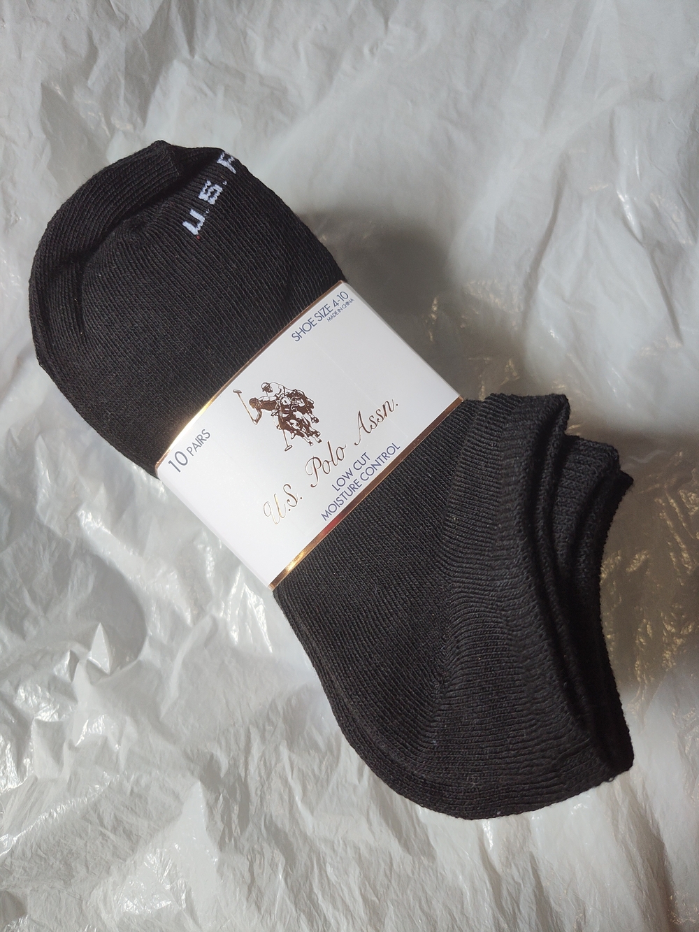 U.S. Polo Assn. Low-Cut Athletic No-Show Socks - Black, White